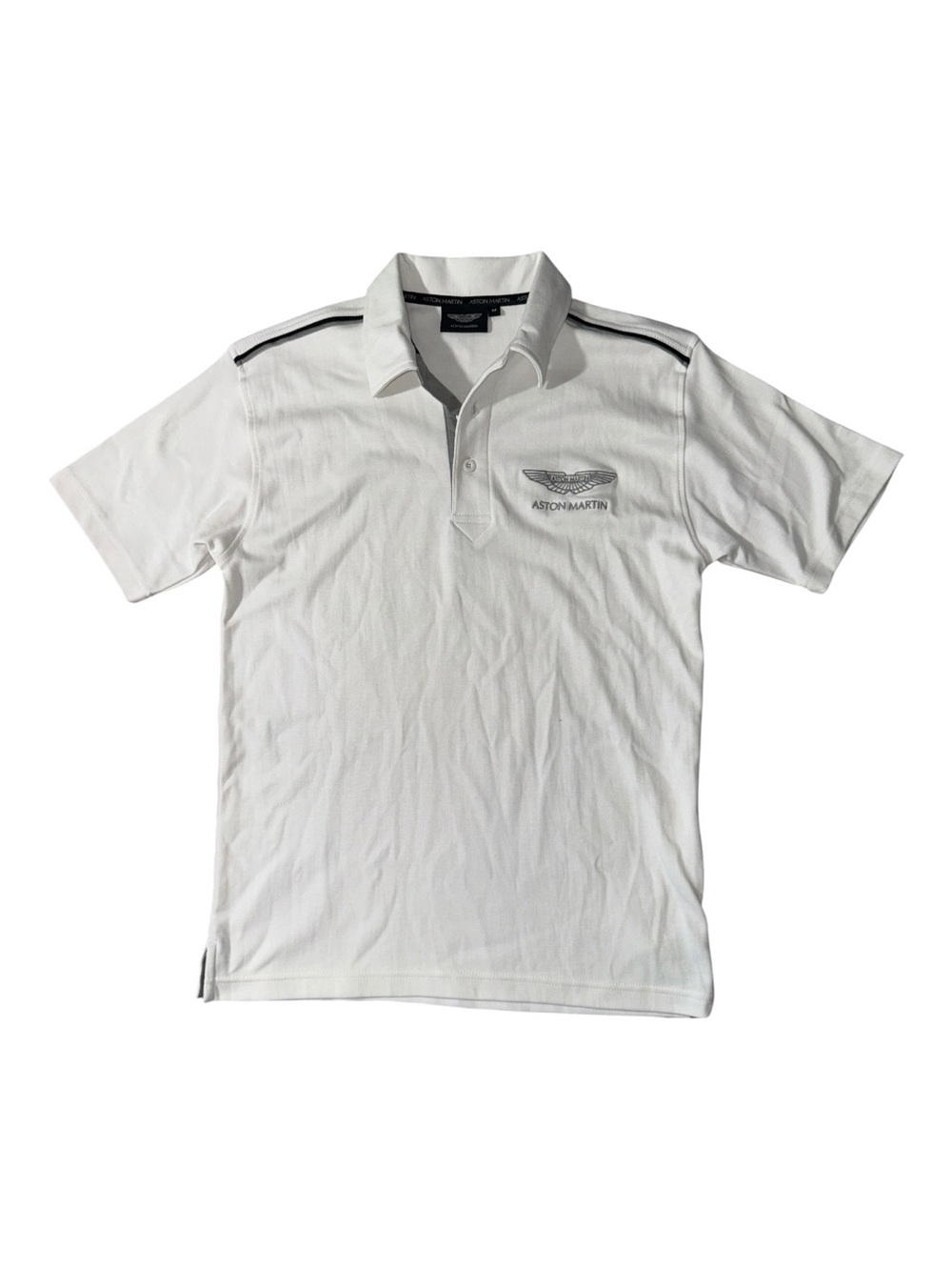 Aston Martin mens M Medium white soft cotton polo shirt EUC
